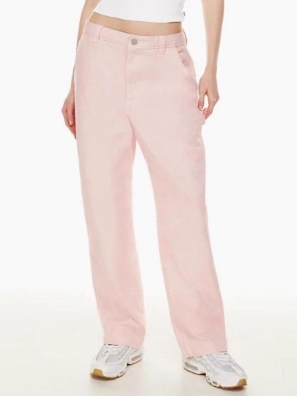 ARITZIA TNA Baby Pink Women Wide Leg Pants Size 00 100% Cotton Baggy Loose Fit